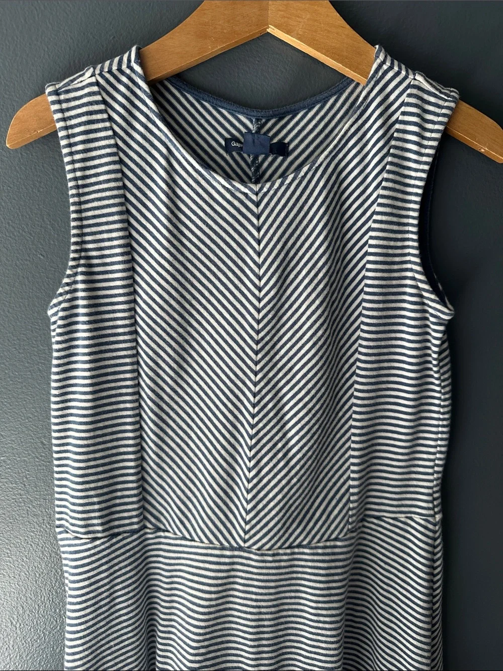 💙 GAP KIDS girls dress blue White Striped Sleeveless Dress large 10/12